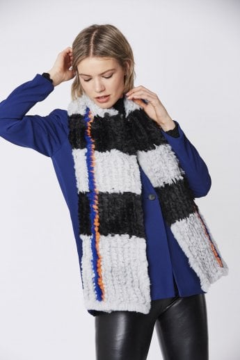 Grey Faux Fur Scarf