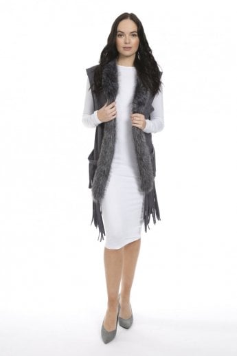 Grey Faux Suede and Faux Fur Gilet | Waistcoat
