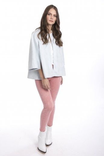 Grey Faux Suede Cape Jacket