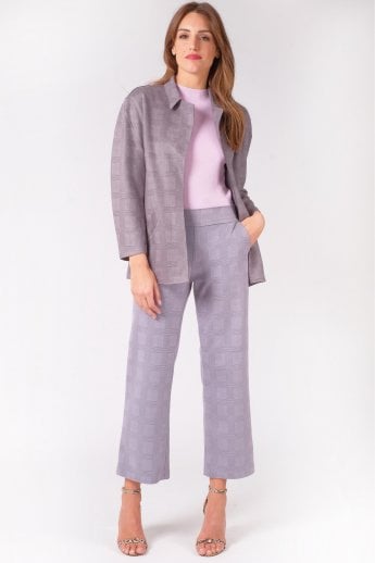 Grey Faux Suede Checked Jacket