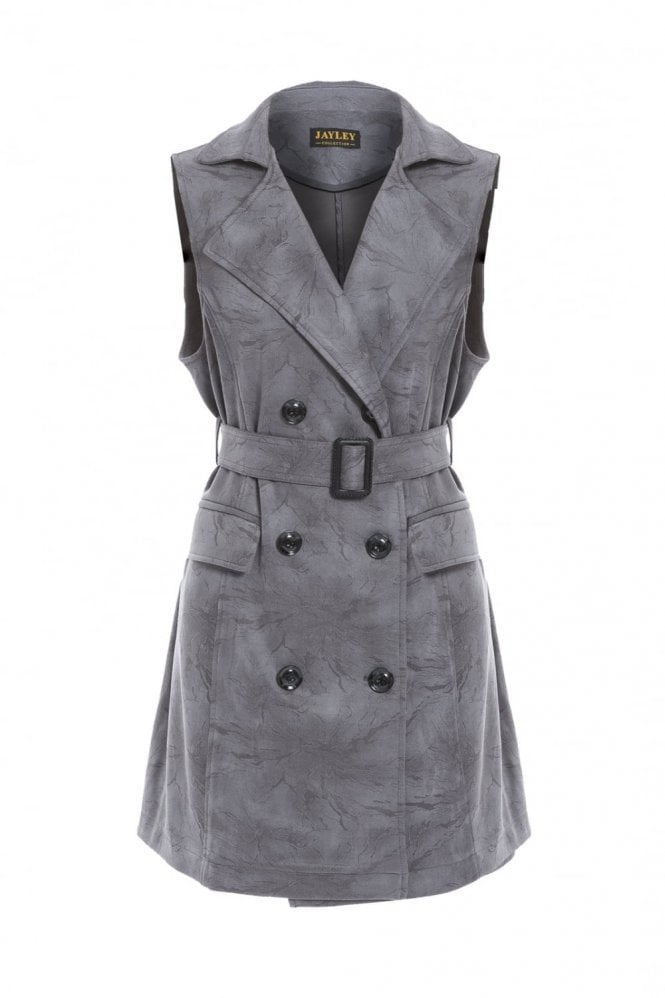 JAYLEY Grey Faux Suede Vest
