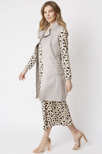 Grey Faux Suede Gilet | Waistcoat