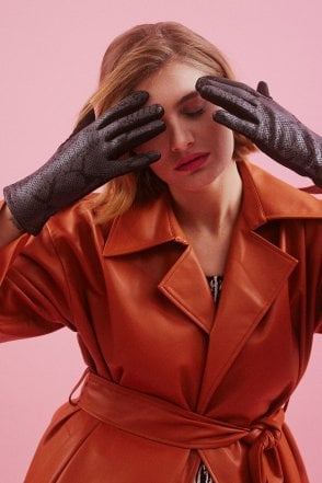 Grey Faux Suede Gloves