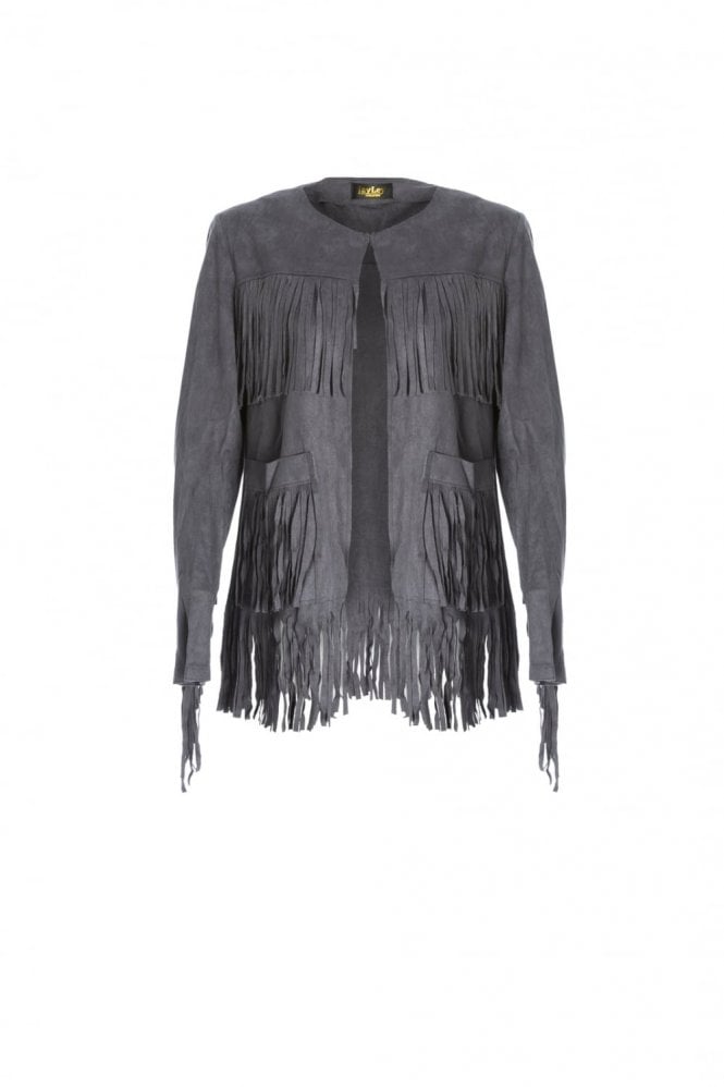 JAYLEY Grey Faux Suede Jacket