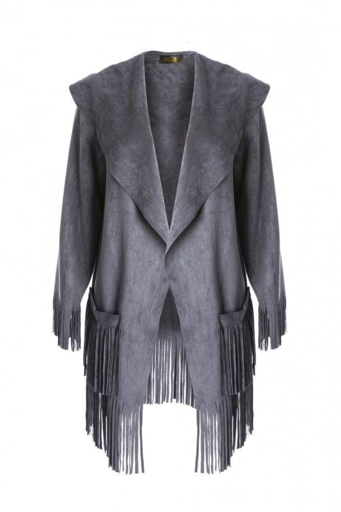 JAYLEY Grey Faux Suede Jacket
