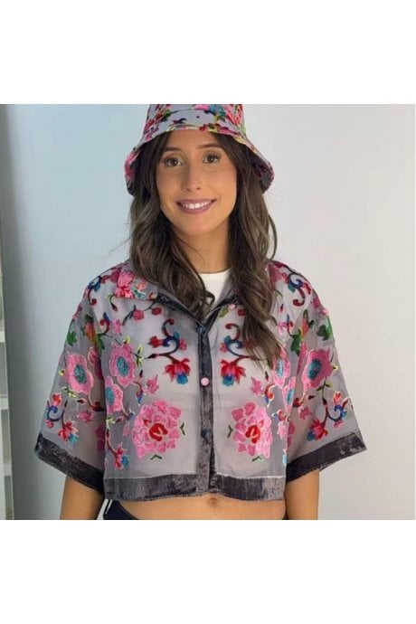 Hand Painted Silk Devore Kimono Top