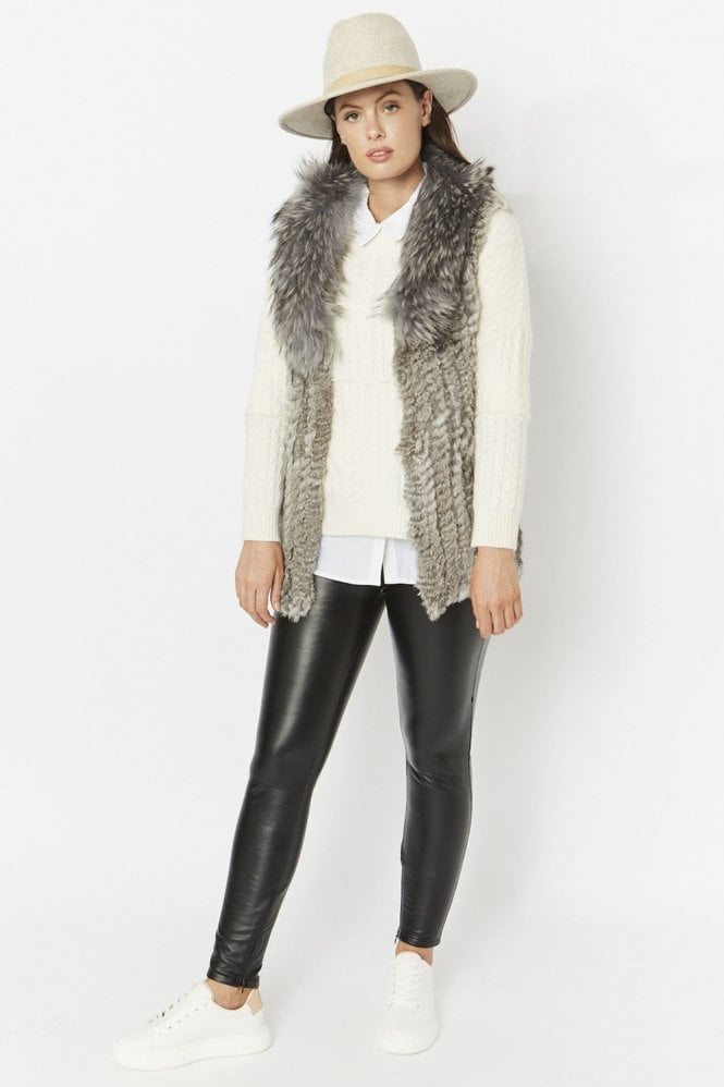 JAYLEY Grey Fox and Coney Fur Gilet