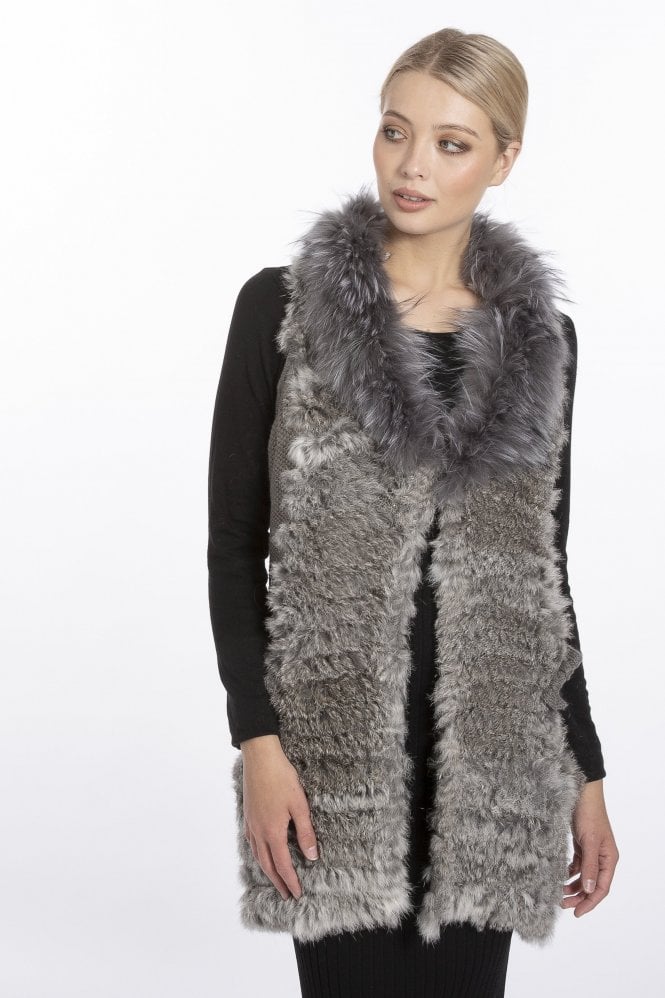 JAYLEY Grey Fox and Coney Fur Knitted Gilet