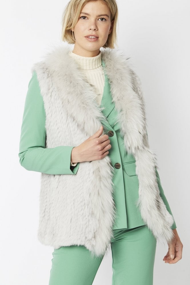 JAYLEY Grey Fox and Coney Fur Long Gilet