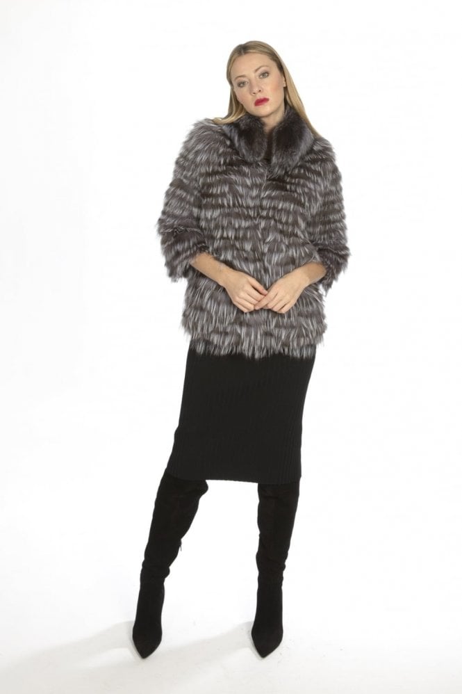 JAYLEY Grey Fox Fur Coat