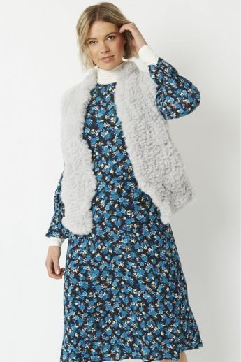 Grey Hand Knitted Faux Fur Gilet | Waistcoat