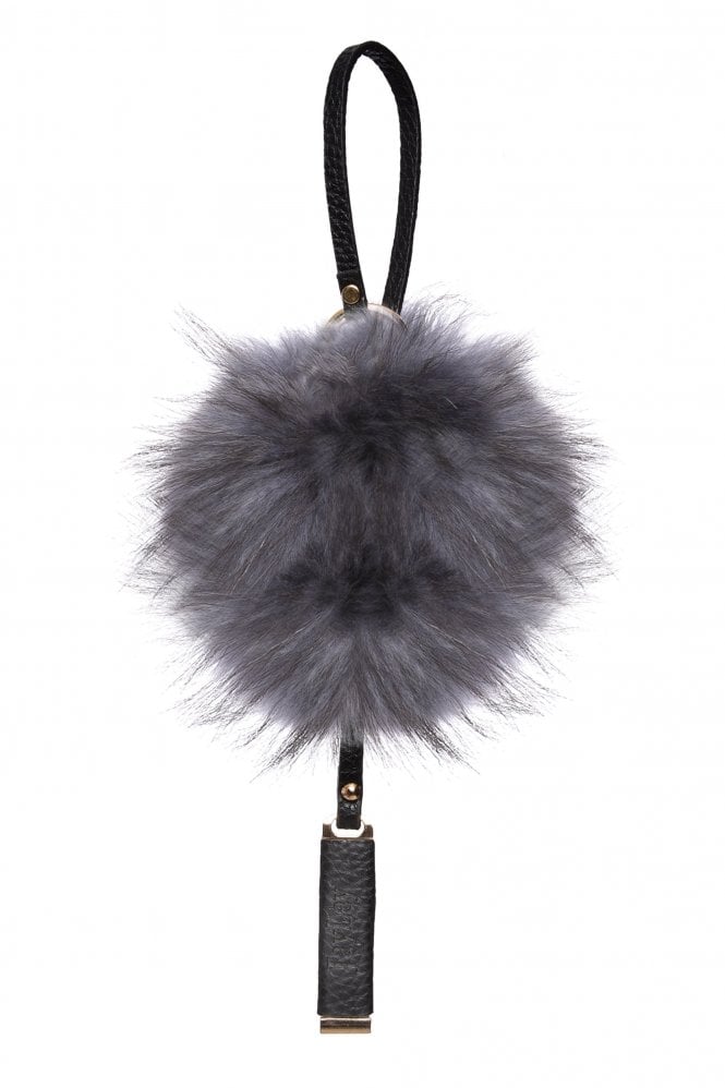 JAYLEY Grey Luxury Fox Fur Keyring With Gift Box
