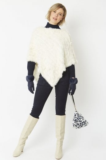 Grey Pyramid Faux Fur Bag