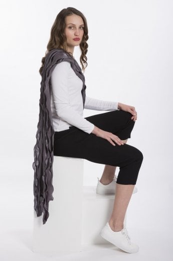 Grey Silk Rose Scarf