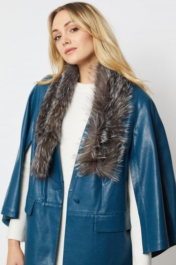 Grey Silver Fox Fur Scarf