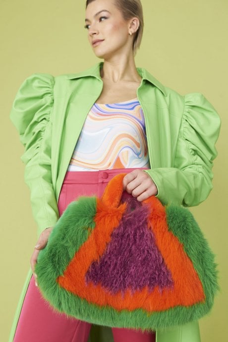 Hand Crafted Eco Bamboo Faux Fur Bag