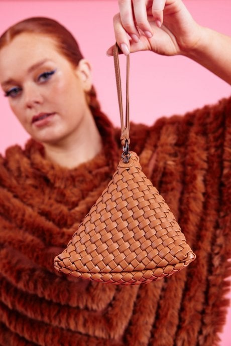 Hand Knitted Eco Leather Pyramid Bag