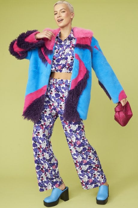 Hand Made Bamboo Faux Fur Midi Coat