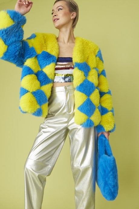 Hand Made Faux Fur Delilah Diamond Coat