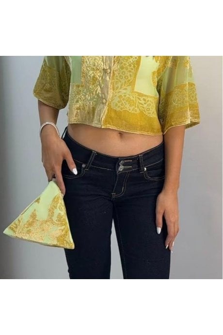 Hand Painted Silk Devore Pyramid Bag 