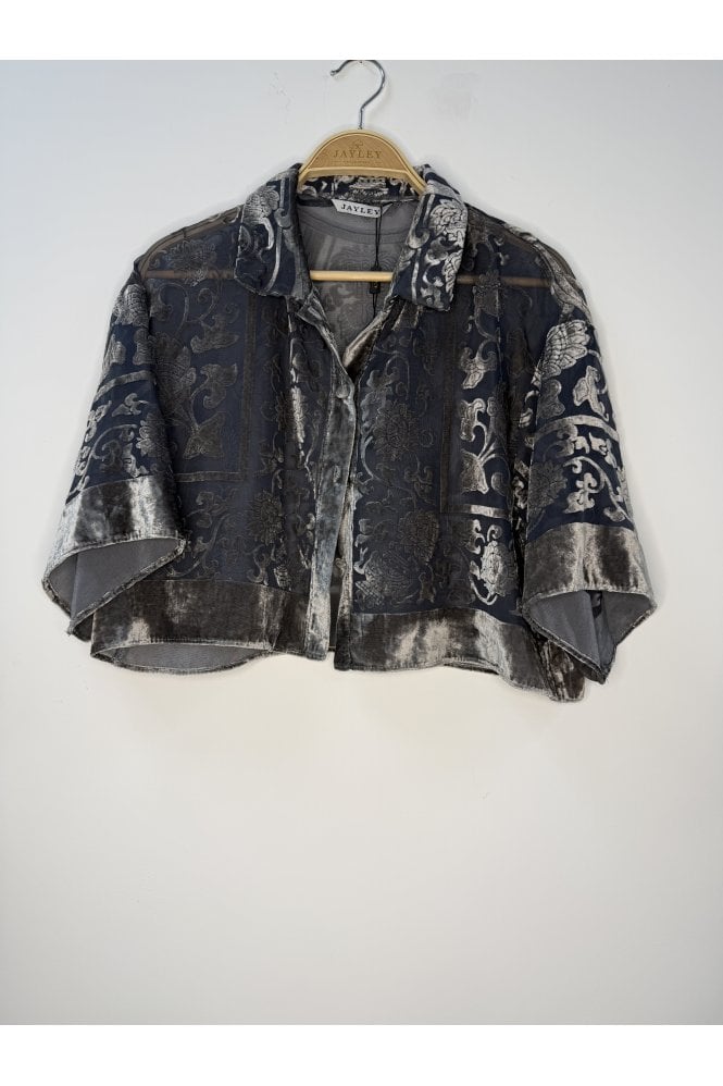 JAYLEY Hand Painted Silk Devore Kimono Top