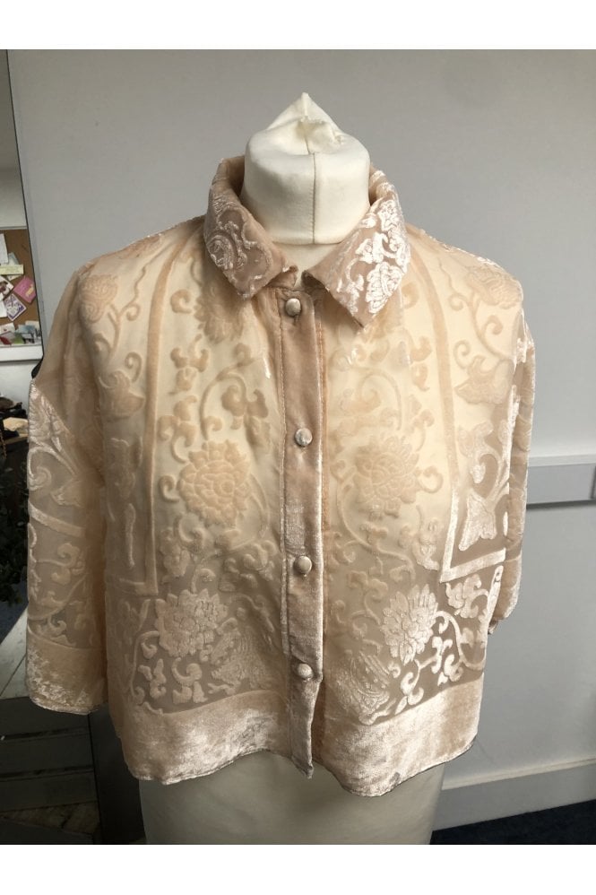 JAYLEY Pink Hand Painted Silk Devore Kimono Top