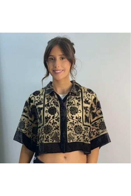 Hand Painted Silk Devore Kimono Top
