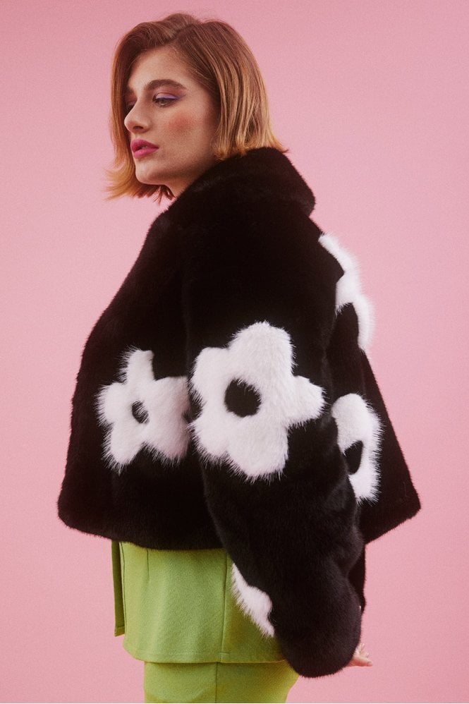 JAYLEY Handmade Bamboo Cropped Jacket with Flower Design