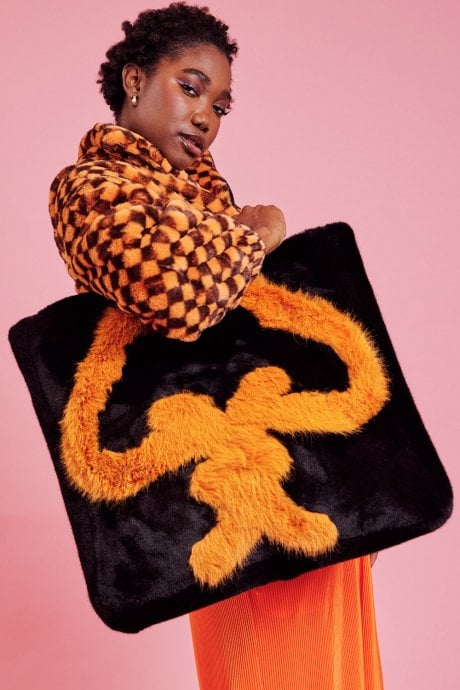 Handmade Bamboo Faux Fur Large Tree Bag