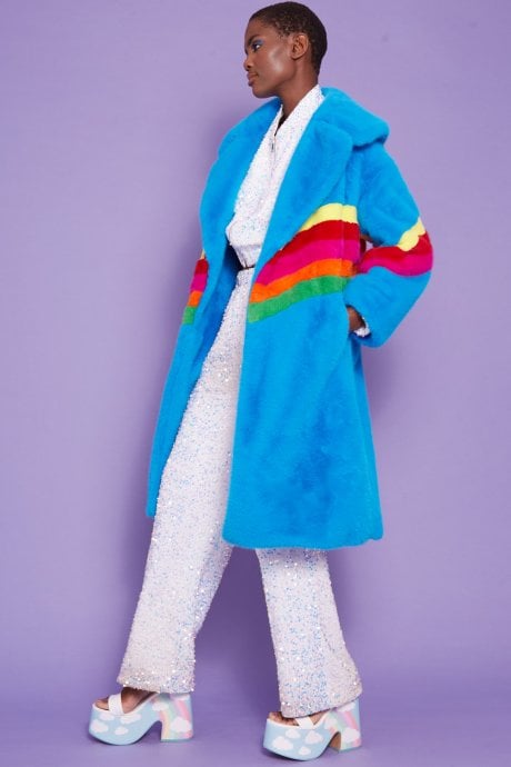 Handmade Eco Faux Fur Rainbow Coat