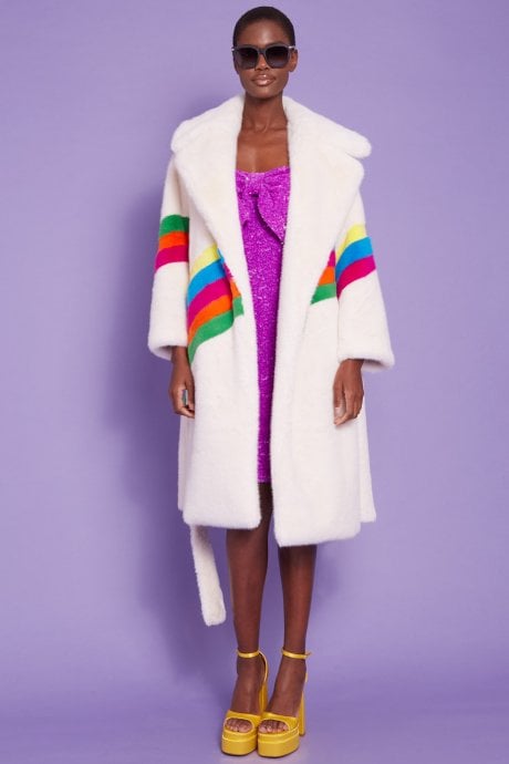 Handmade Eco Faux Fur Rainbow Coat