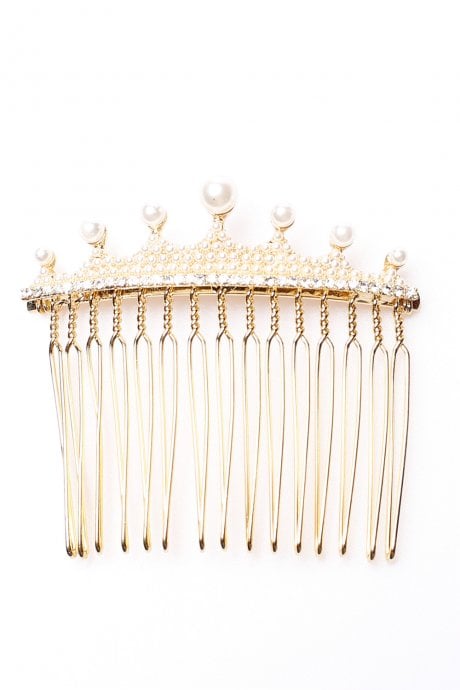 Kate Gold Tone Faux Pearl Hair Comb