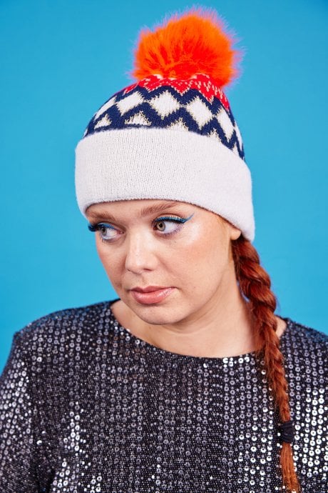 Knitted Faux Fur Pompom Hat