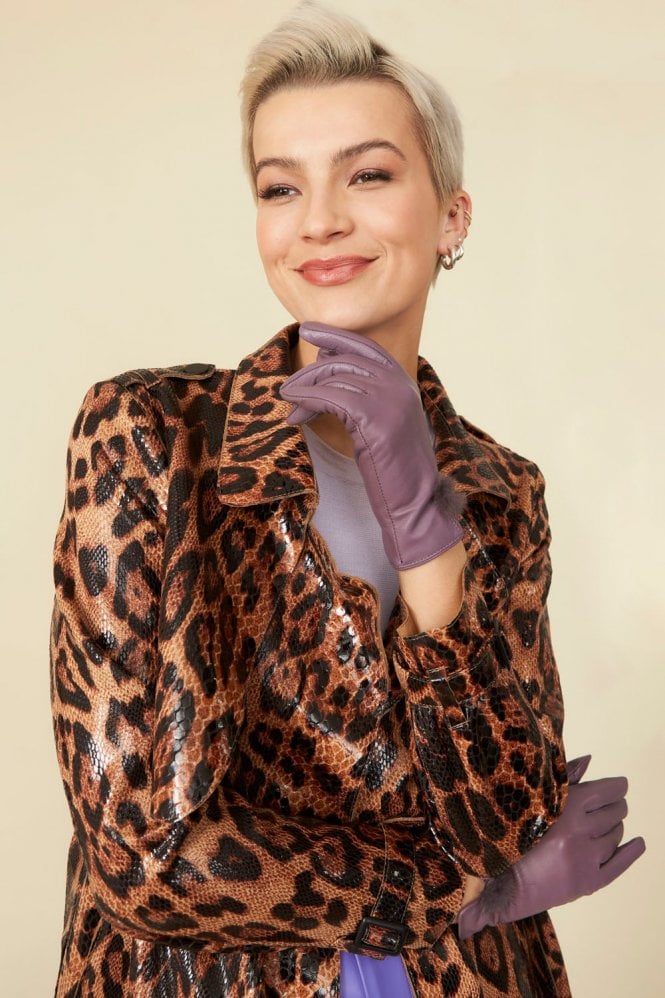 JAYLEY Leather Gloves with Mink Bobble