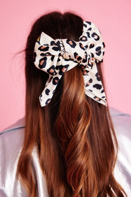Leopard Print Silk Blend Hair Scarf