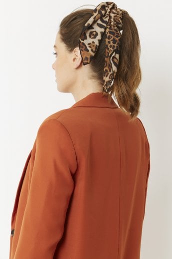 Leopard Print Silk Blend Hair Scarf