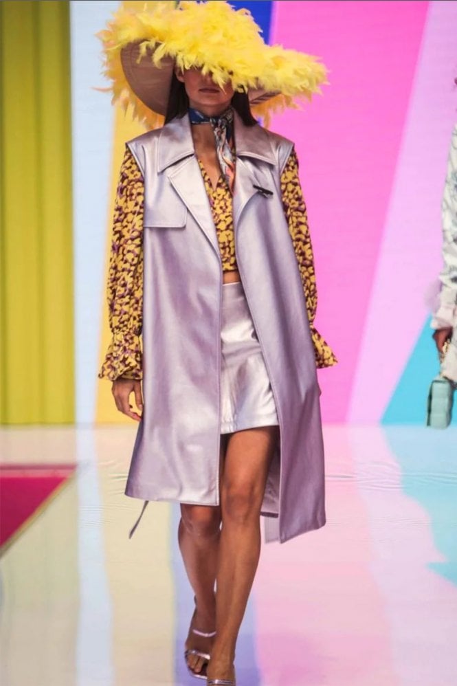 JAYLEY Lilac Faux Suede Metallic Maxi Vest