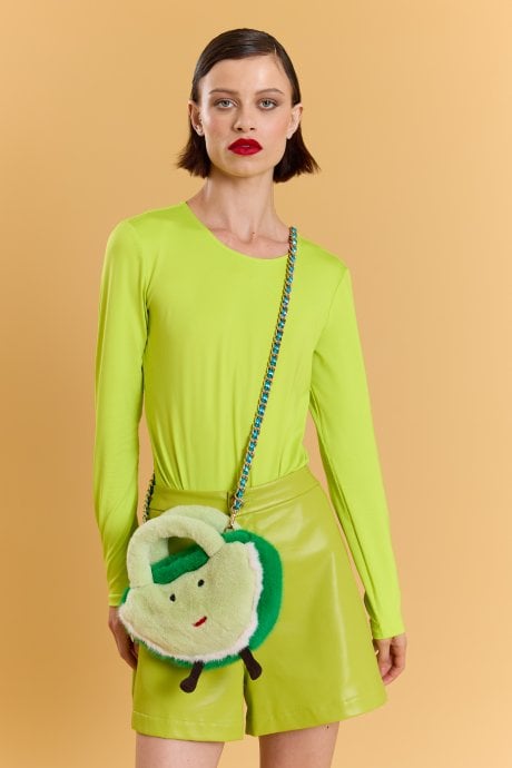 Lime and Green Handmade Cute Water Melon Bamboo Fur Bag