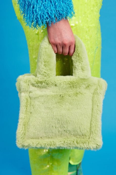 Lime Green Faux Fur Bag