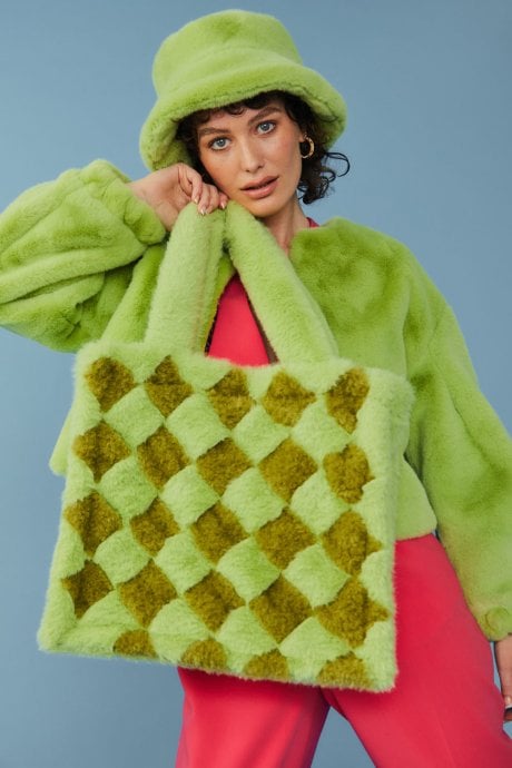 Lime Green Faux Fur Bucket Hat