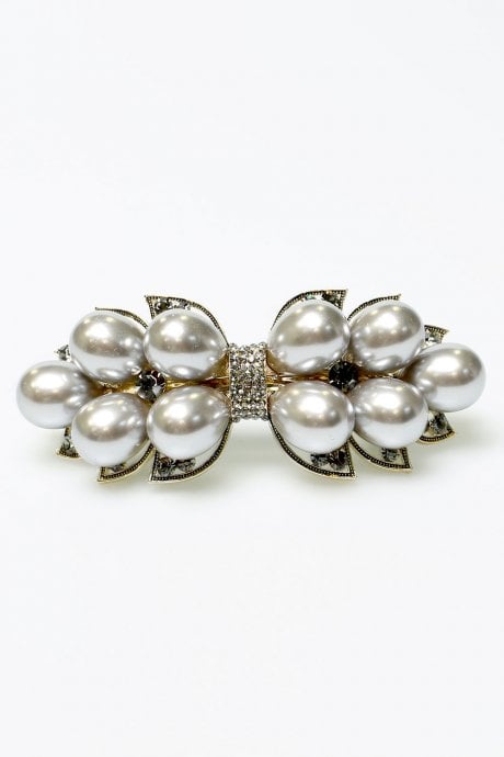Limited Hand Made Faux Pearl And Crystal Hair Clip