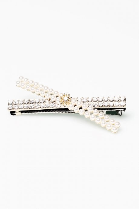 Limited Hand Made Faux Pearl And Crystal Hair Clip