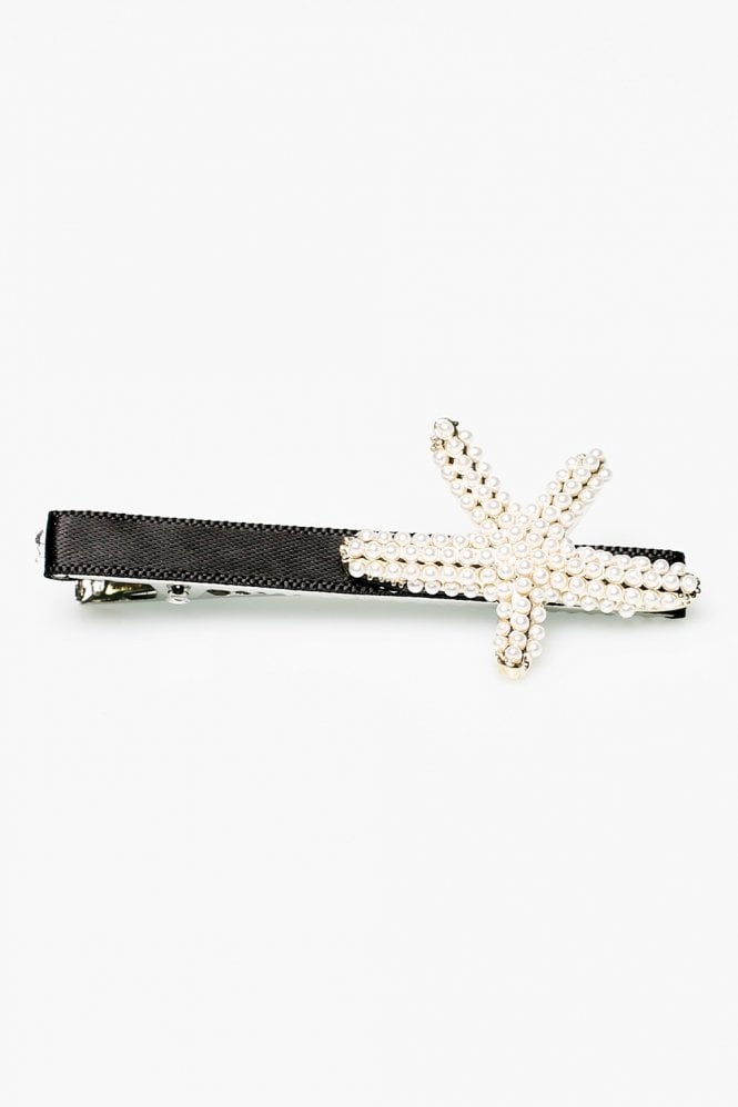 JAYLEY LuLu Silver-Tone Pearl Embellished Hair Clip