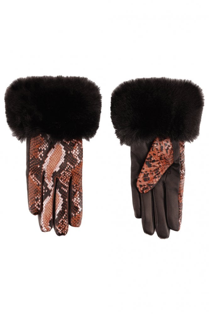 JAYLEY Luxe Leather Snake Print Gloves