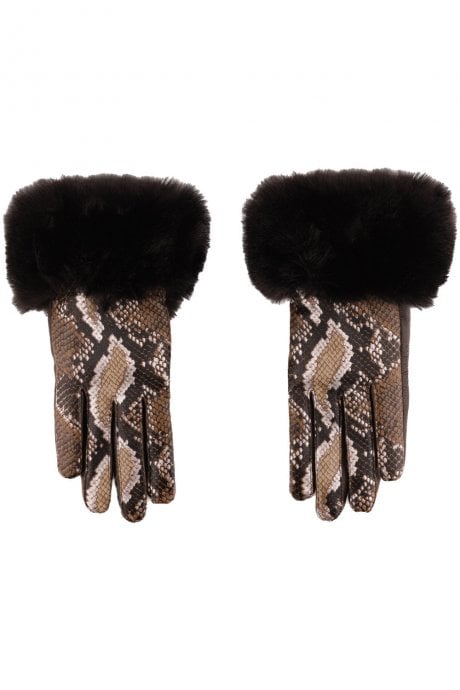 Luxe Leather Snake Print Gloves