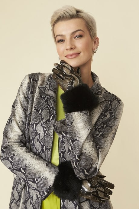 Luxe Leather Snake Print Gloves