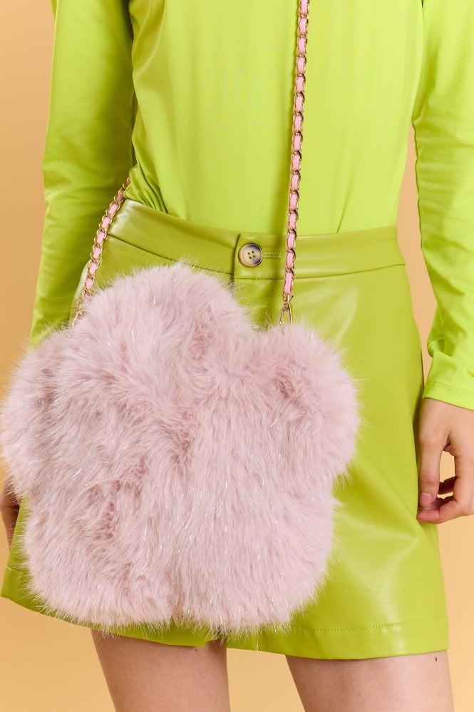 JAYLEY Metallic Bamboo Daisy Faux Fur  Bag