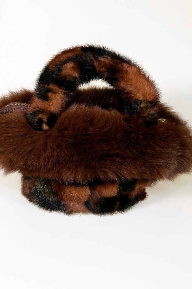 JAYLEY Mink and Fox Fur Camo Bag