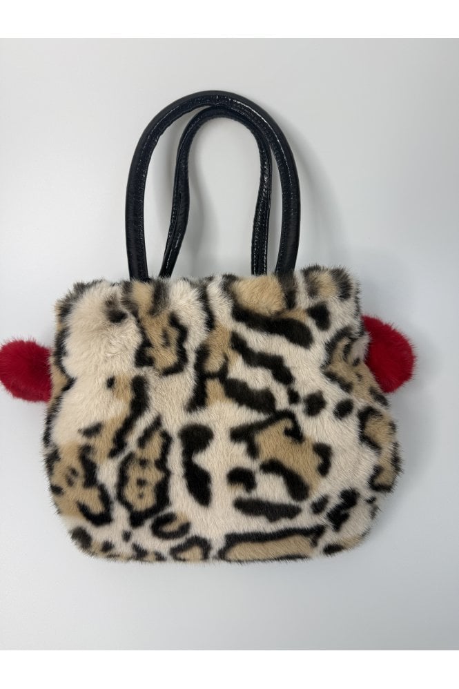 JAYLEY Mocha Brown Animal Print Faux Fur Bag