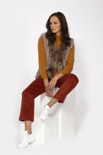 Mocha Cashmere Blend Faux Fur Gilet | Waistcoat